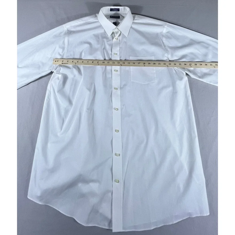 Stafford Performance White Dress Shirt Men's 18.5 36-37 Big & Tall Cotton Blend - Picture 6 of 13